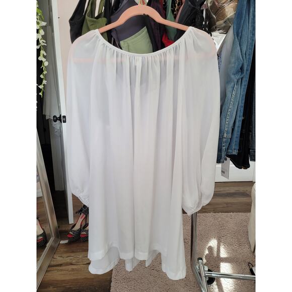Sandcastle White Sheer Split-Front Swim Cover Up Size Large - Picture 4 of 6